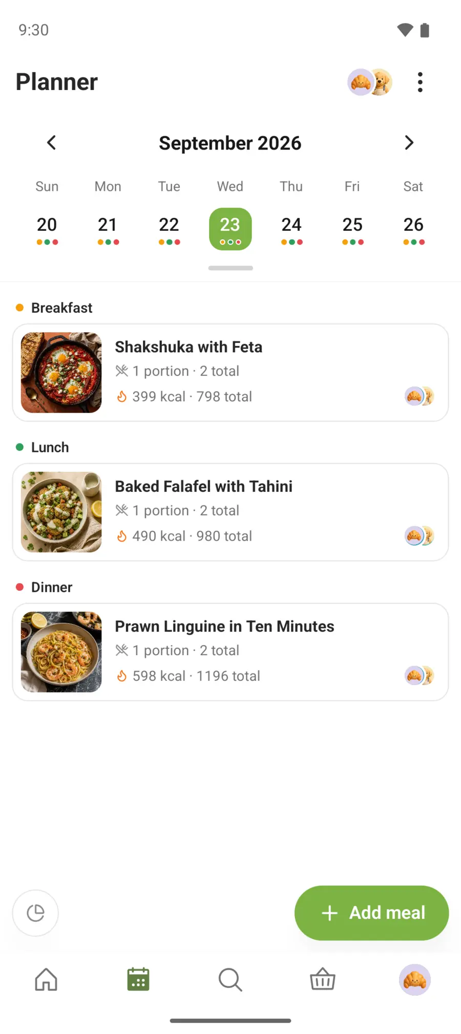 The meal planner in Smakly